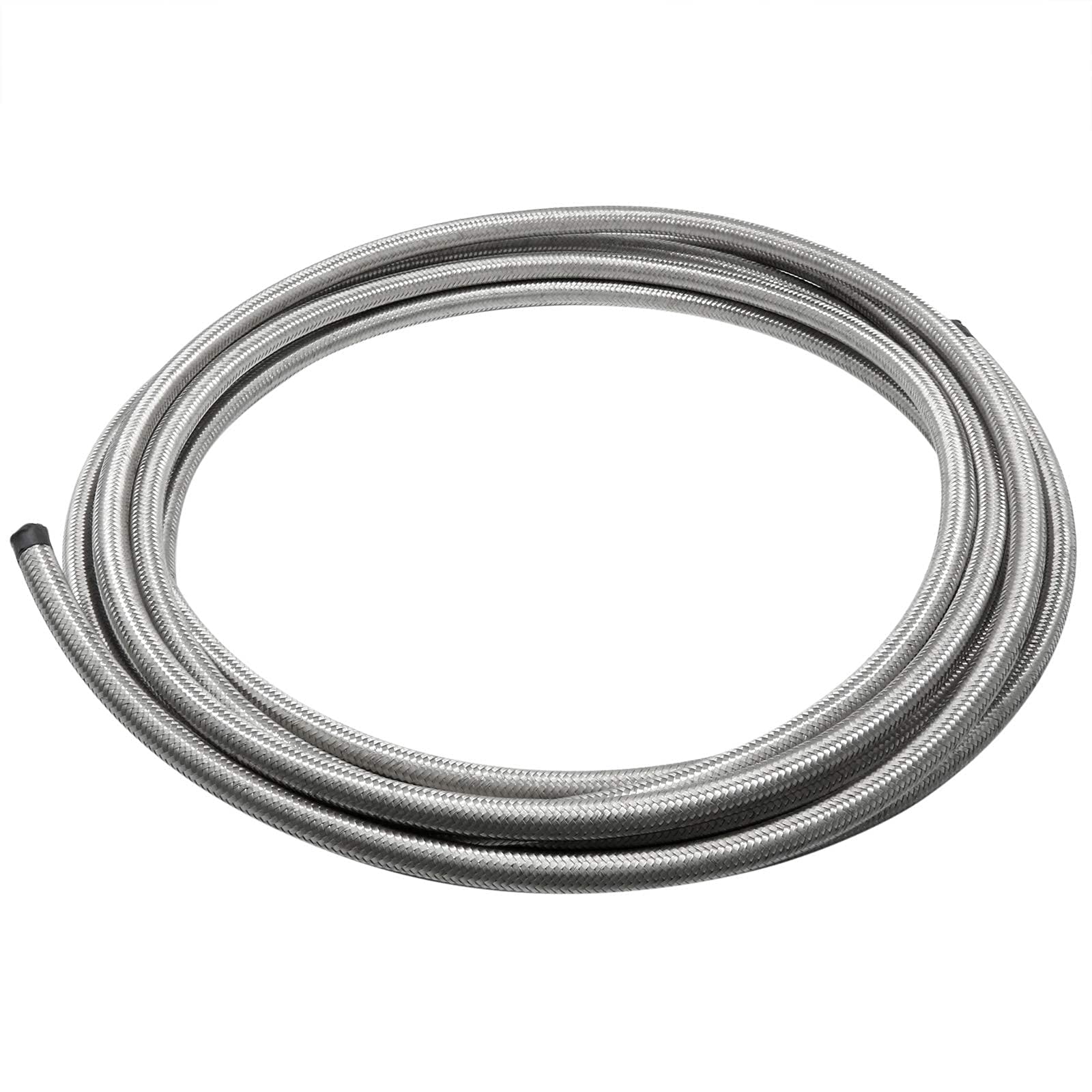 Tubo carburante da 3/8 6 AN 6 m, tubo carburante AN6 da 3/8", tubo universale in acciaio inossidabile argentato intrecciato in nylon CPE tubo olio gas (non adatto E85)