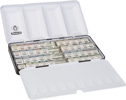 Miniatura 4 de Schmincke - HORADAM AQUARELL, Surtido Completo Super Granulación, 40 x medias bandejas, 74 440 097, Caja de metal, Colores granulados muy fuertes,