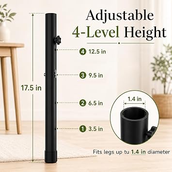 Folding Table Leg Extenders, 4-Level Adjustable Height Table Risers