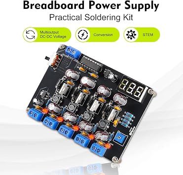 DIY Power Module Soldering Kit, Universal 1.5V/3.3V/5V/12V/Adjustable Voltage Output Power Supply Module for School College Electronic DIY Soldering Practice Experiments and Testing