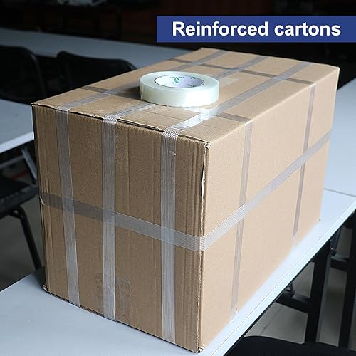 Miniatura 7 de Cinta de filamento de fibra de vidrio de 36 rollos 55 mil 0945in x 60 yardas cinta reforzada de fibra transparente para envío de embalaje resistente