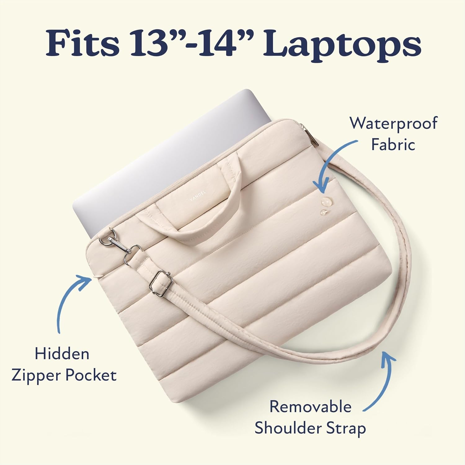 Vandel 13-14 inch Laptop Carrying Case Sleeve with Strap, Shoulder Bag with Handle, 14 in Laptop Computer Bag for Women, MacBook Air 13 Inch Carrying Case, MacBook Pro 14 in HP Messenger Carrier