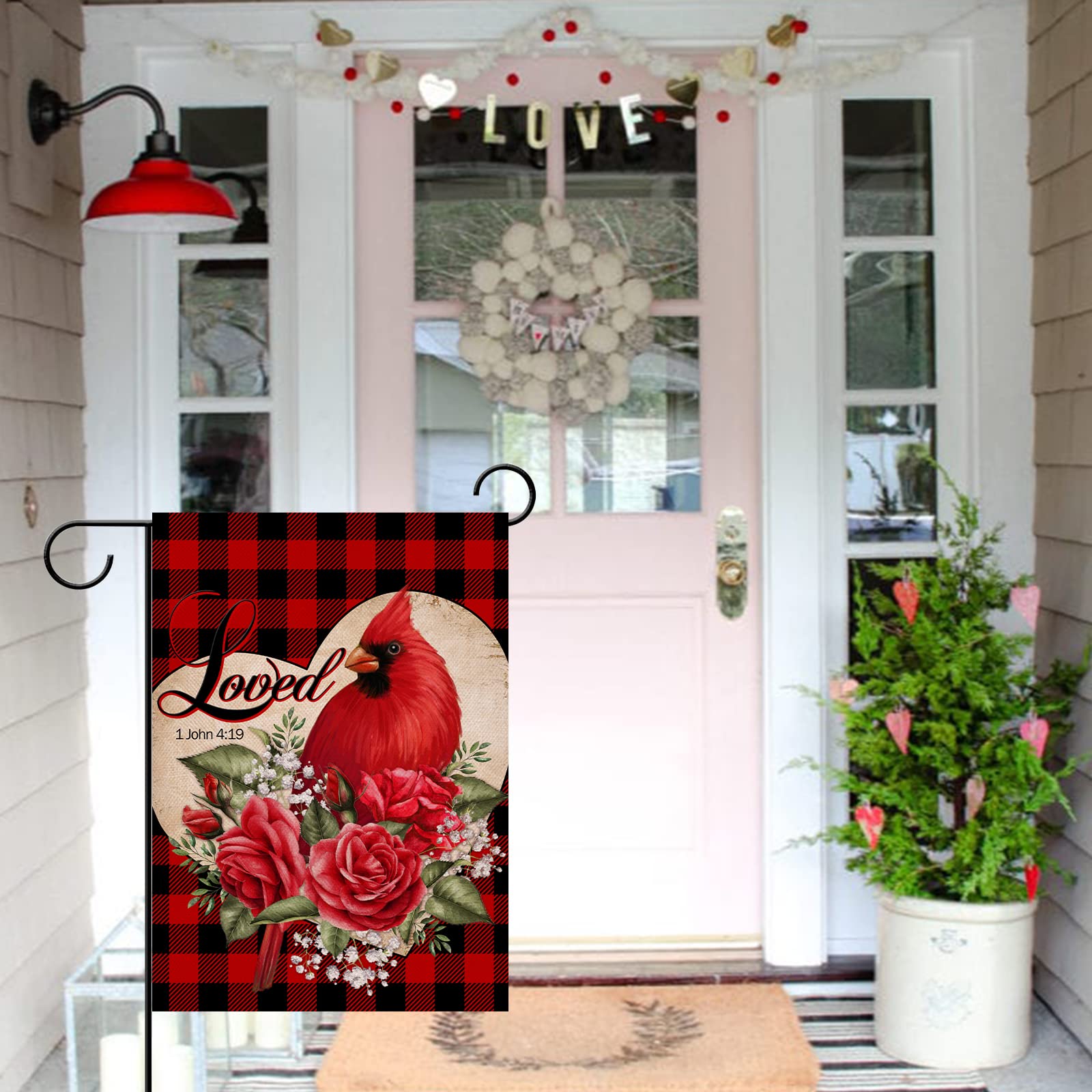 Covido Gartenflagge Valentinstag Mit Eule & Herzen, Doppelseitig, 30,5 X 45,7 Cm, Wetterfest Aus Polyester