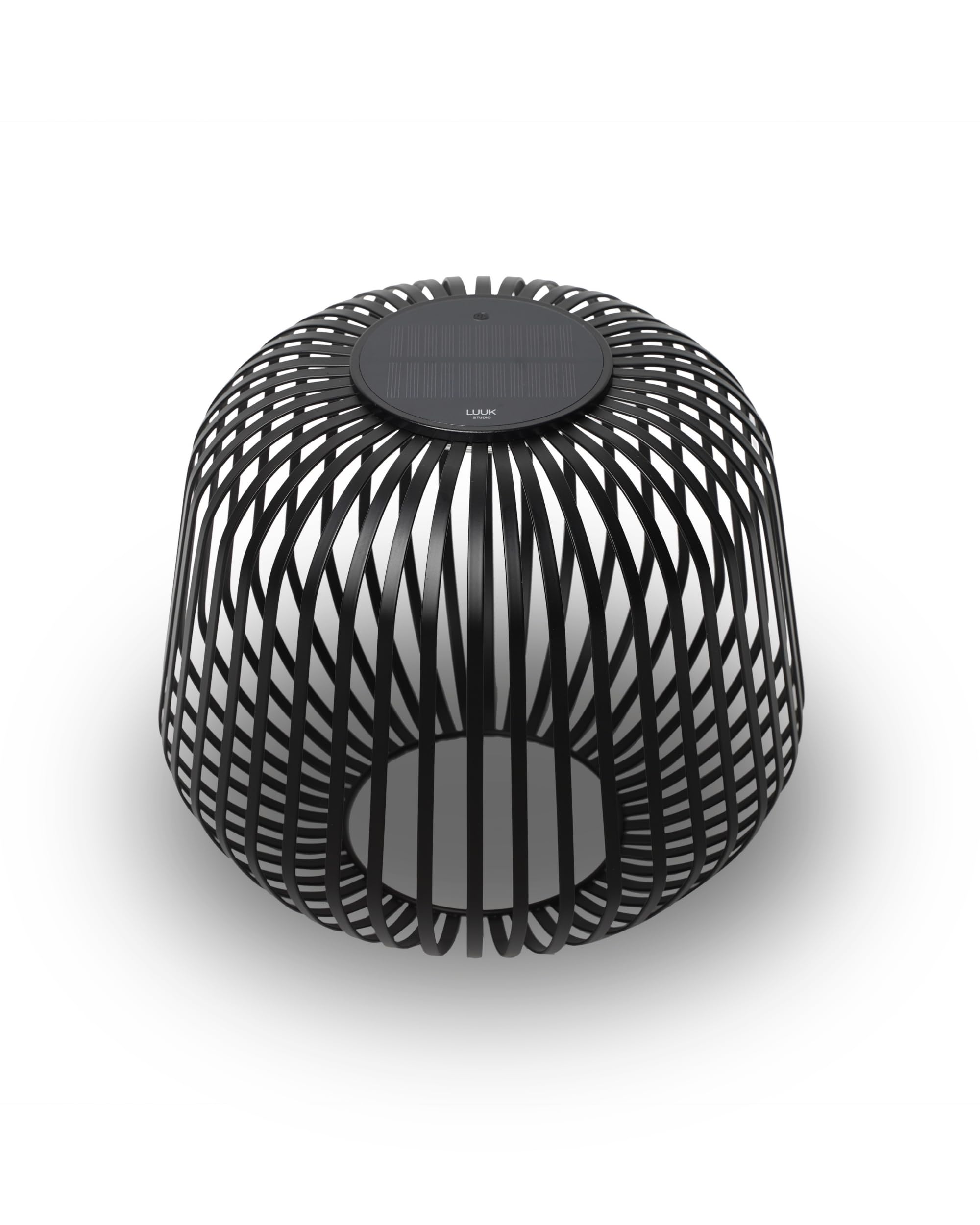 LUUK Studio Cordless Solar Table lamp in Minimalist Design, Rechargeable Battery via USB-C and Solar Energy, dimmable with Shadow Play, Garden Lighting, Balcony Light, Outdoor Light, Black