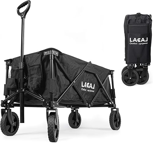 Carro plegable plegable, carro plegable resistente, carrito portátil con ruedas estrechas todo terreno para jardín al aire libre, picnic, playa,