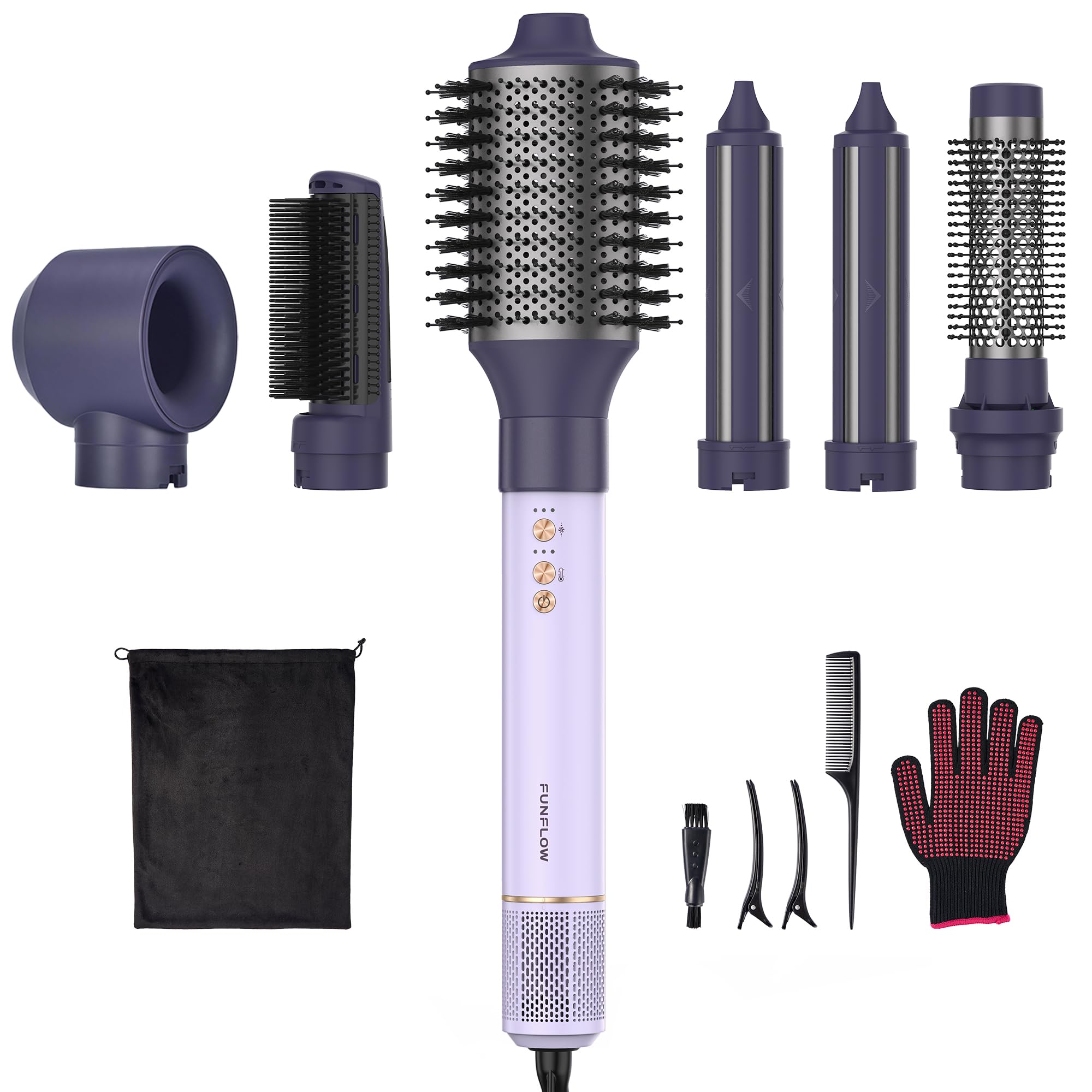 6-in-1 Hair Dryer Brush Blow Dryer Brush in One Auto Curl Straighten Volumize Hot Air Brush Ionic Hair