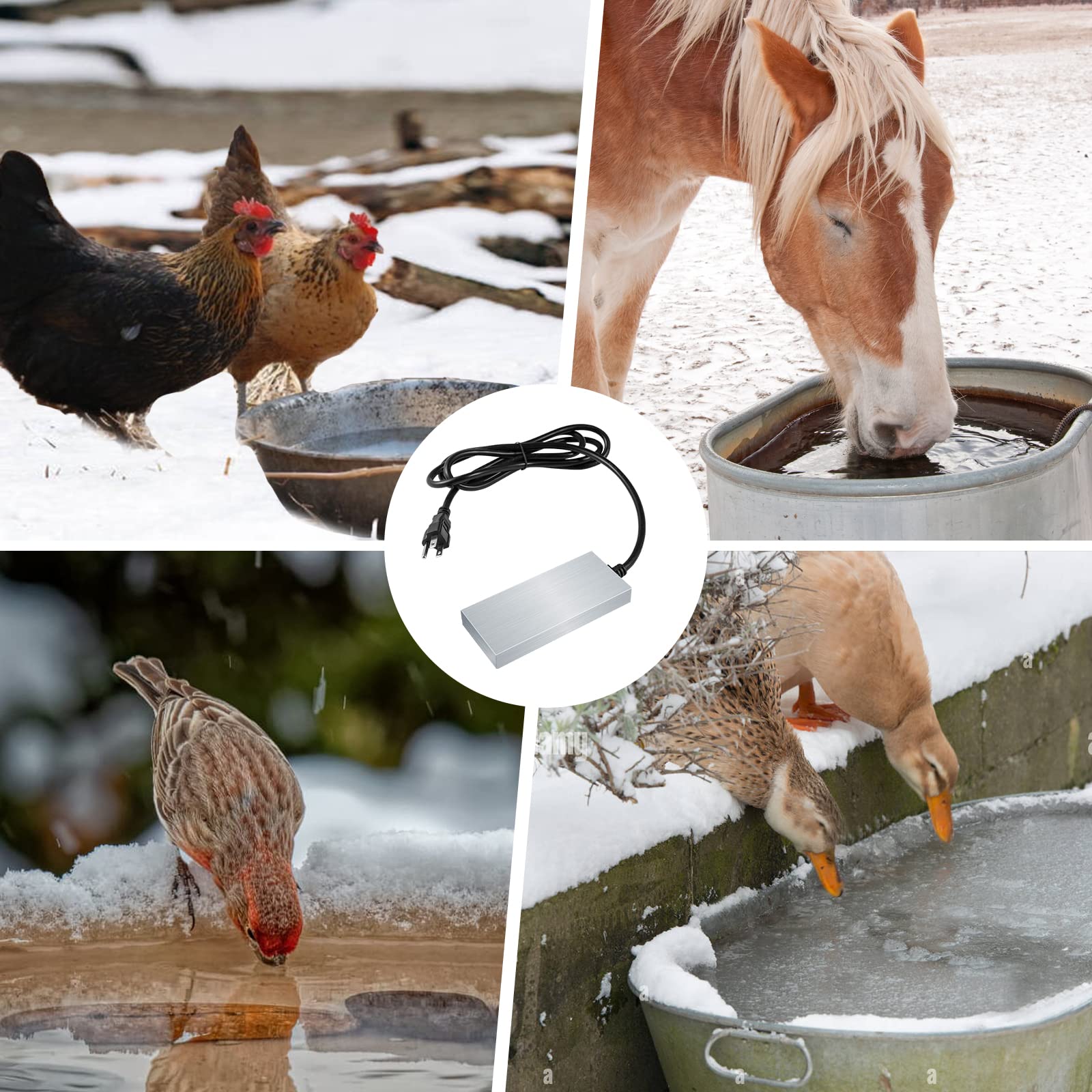 Chicken Waterer Deicer, Submergible Aluminum Utility DeIcer Keeps Water From