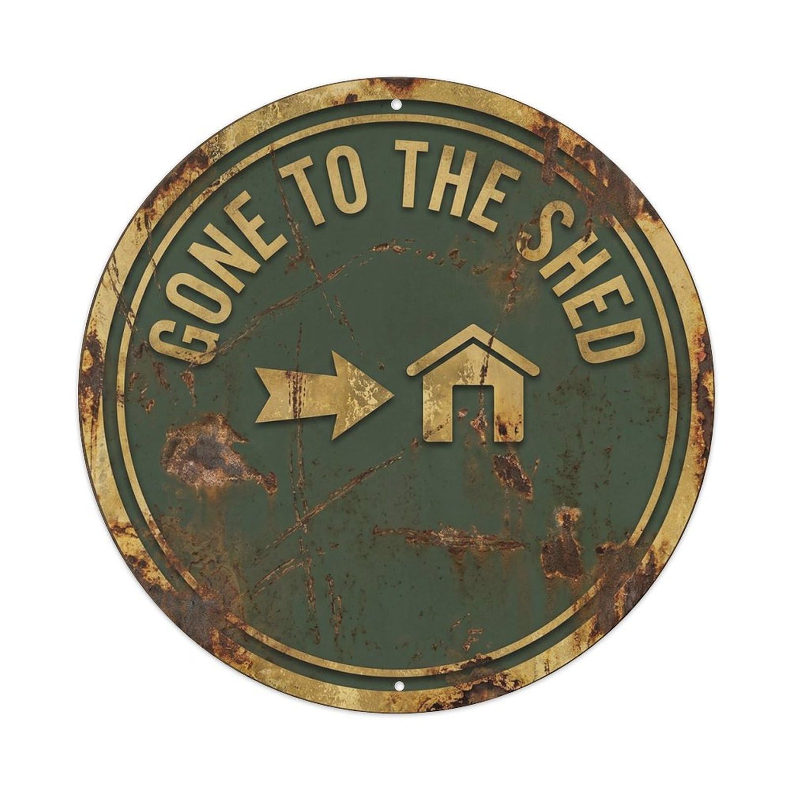 Shed Escape Path Backyard Footprints Wayfinding Metal Tin Sign