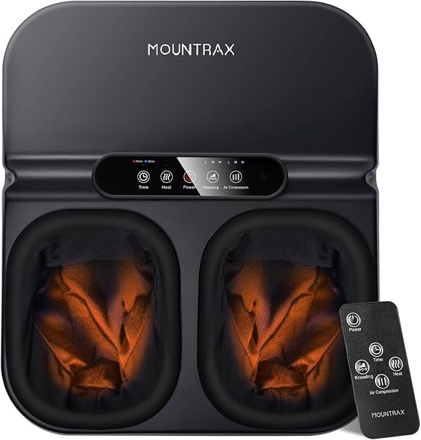 Mountrax Foot Massager Machine with Heat, Gifts for Men Women, Foot Massager for Plantar Fasciitis and Relieve Pain, Deep Kneading Shiatsu Foot Massager, Fits Feet Up to Men Size 12