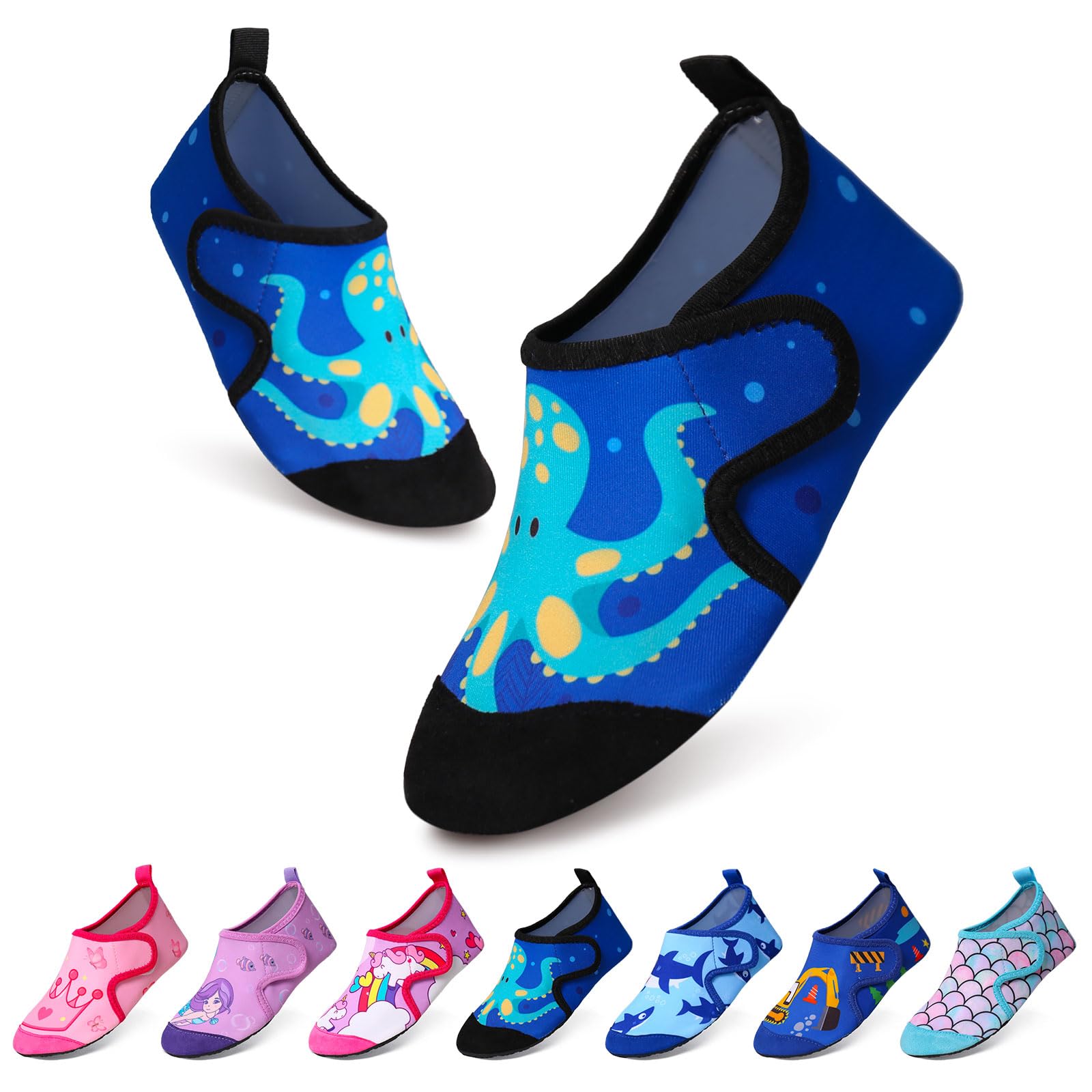 Tolaler Calcetines de Piscina Bebe, Zapatos de Playa para Niños con Suela Gruesa Antideslizante Zapatos de Playa para Niños Flexible Transpirable Secado Rápido Niños Niña 22-35EU