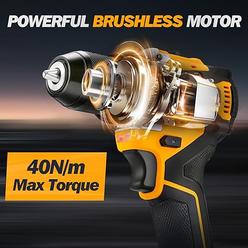 Miniatura 2 de Juego de taladro inalámbricocontrolador, taladro eléctrico de 20 V con batería y cargador, par de torsión 40N, 20+1 ajustes, 2 baterías, portabrocas