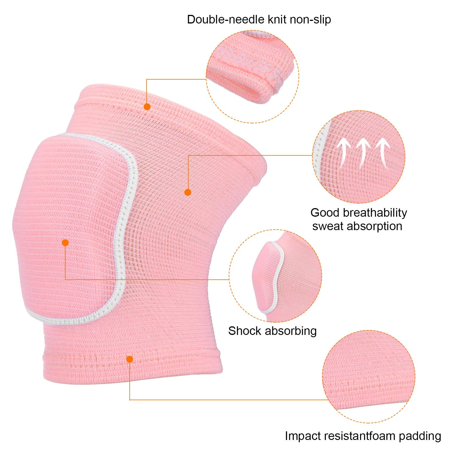 PATIKIL XS Taglia Ginocchiere Protettive, 6 Paia di Ginocchiere Spugna per Pallavolo, Traspiranti, per Ballo, per Donne e Uomini, Calcio, Basket, Allenamento, Rosa