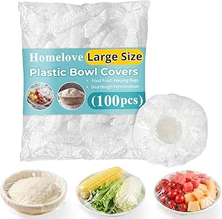 Homelove 100pcs Bowl Covers Bread Proofing - Large Plastic Wrap for Food Sourdough Bread Baking Rising Elastic Reusable Plate Covers Outdoor Food Fresh Keeping Bags Shower Cap Hair Deep Conditioning