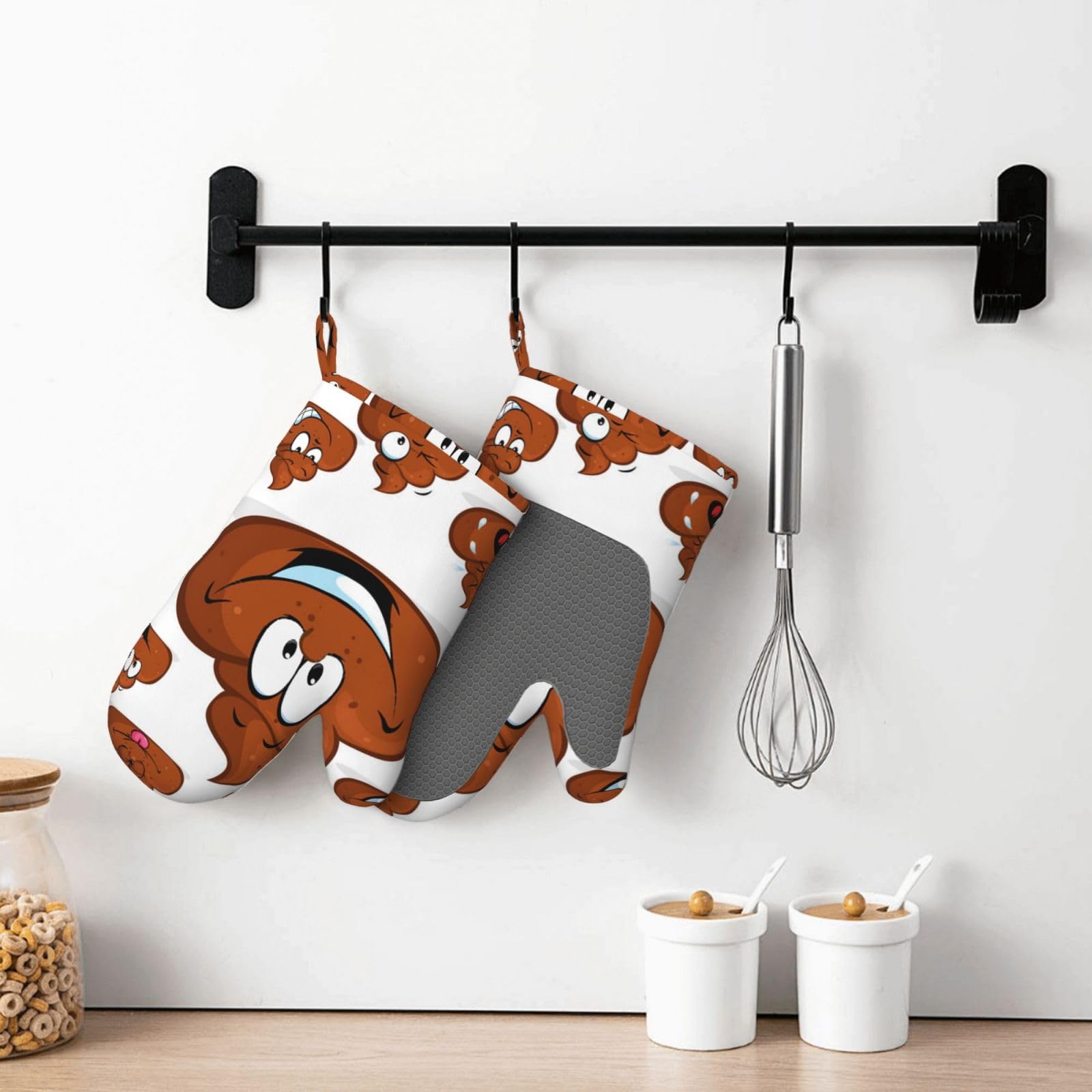 Funny Poop drukowane silikonowe rękawice kuchenne zestaw rękawic kuchennych rękawica żaroodporna