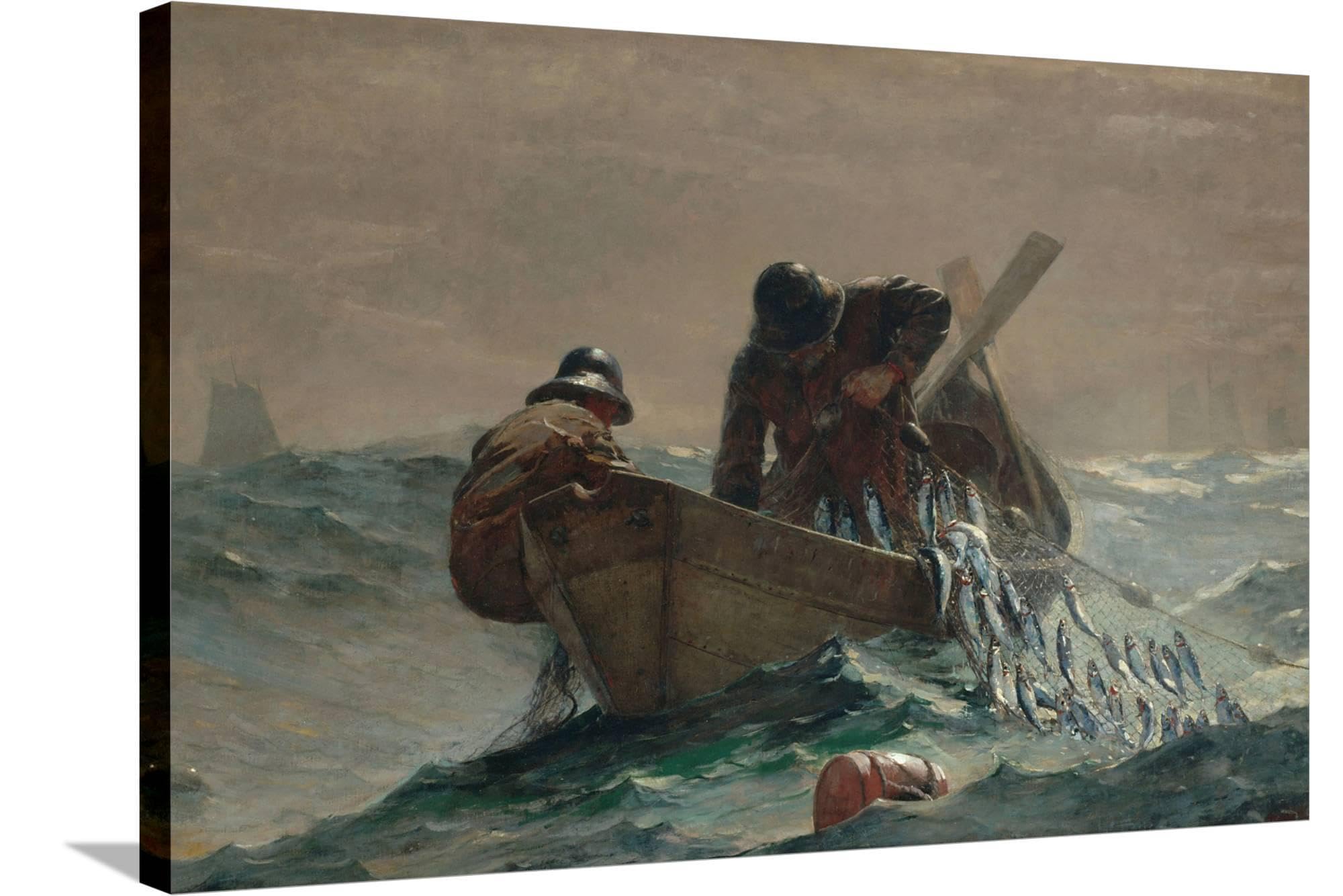 ART.COM Canvas Wall Art Prints Herring Net, 1885 by Winslow Homer, Fine Art Decor, 36" x 24"
