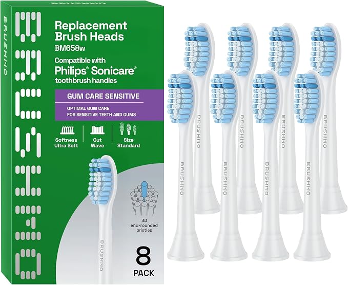 Brushmo Replacement Toothbrush Heads - Sensitive, White