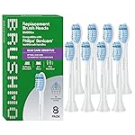 Brushmo Gum Care Sensitive Replacement Toothbrush Heads, Compatible with Philips Sonicare Click-on Toothbrush Handles, 8 Standard Heads, Extra Soft Dupont Bristles for Sensitive Teeth, BM658, White