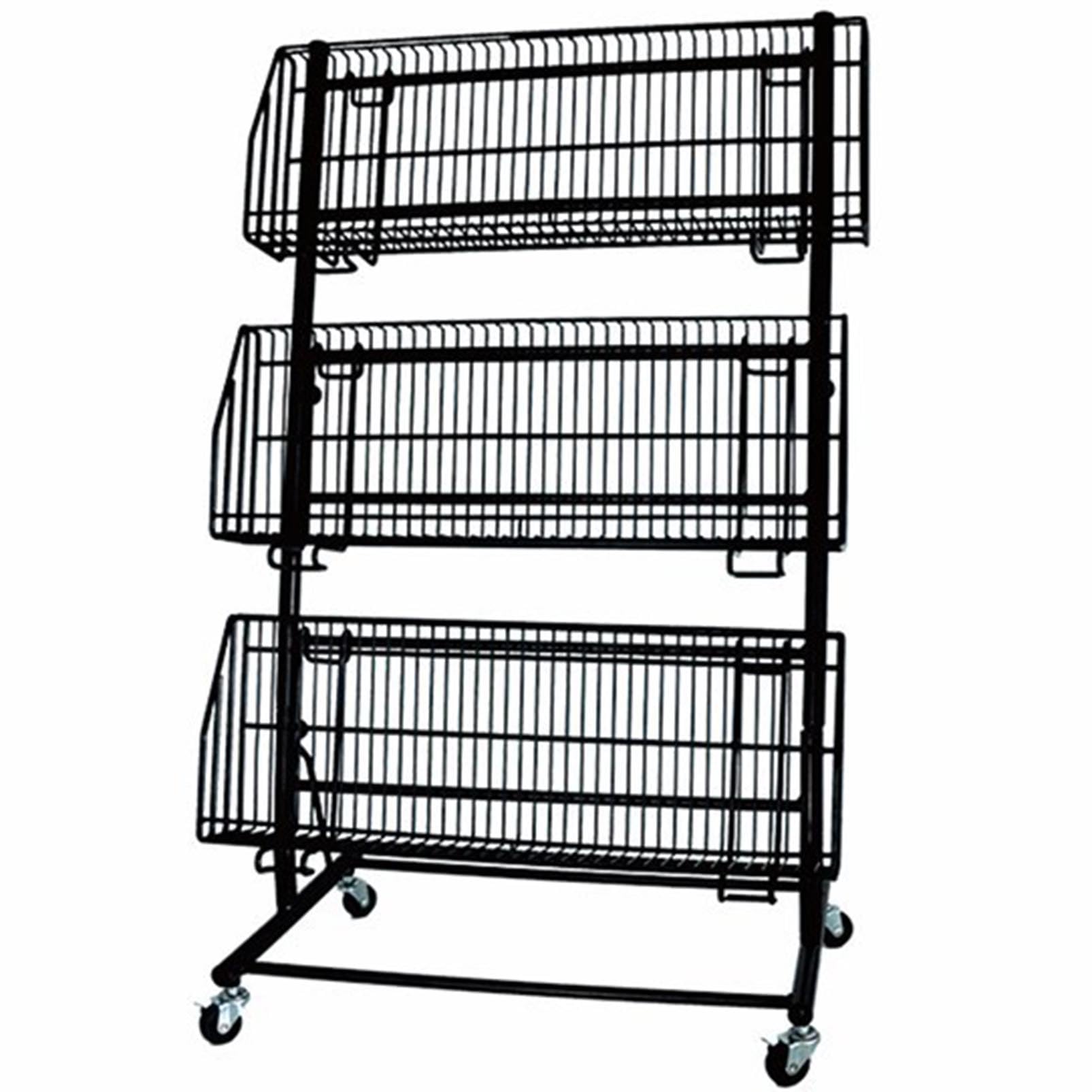 Espositore per scaffali in filo metallico, a 3 ripiani, in metallo, per negozi, uffici, concessioni, teatro, design compatto per una conservazione efficiente