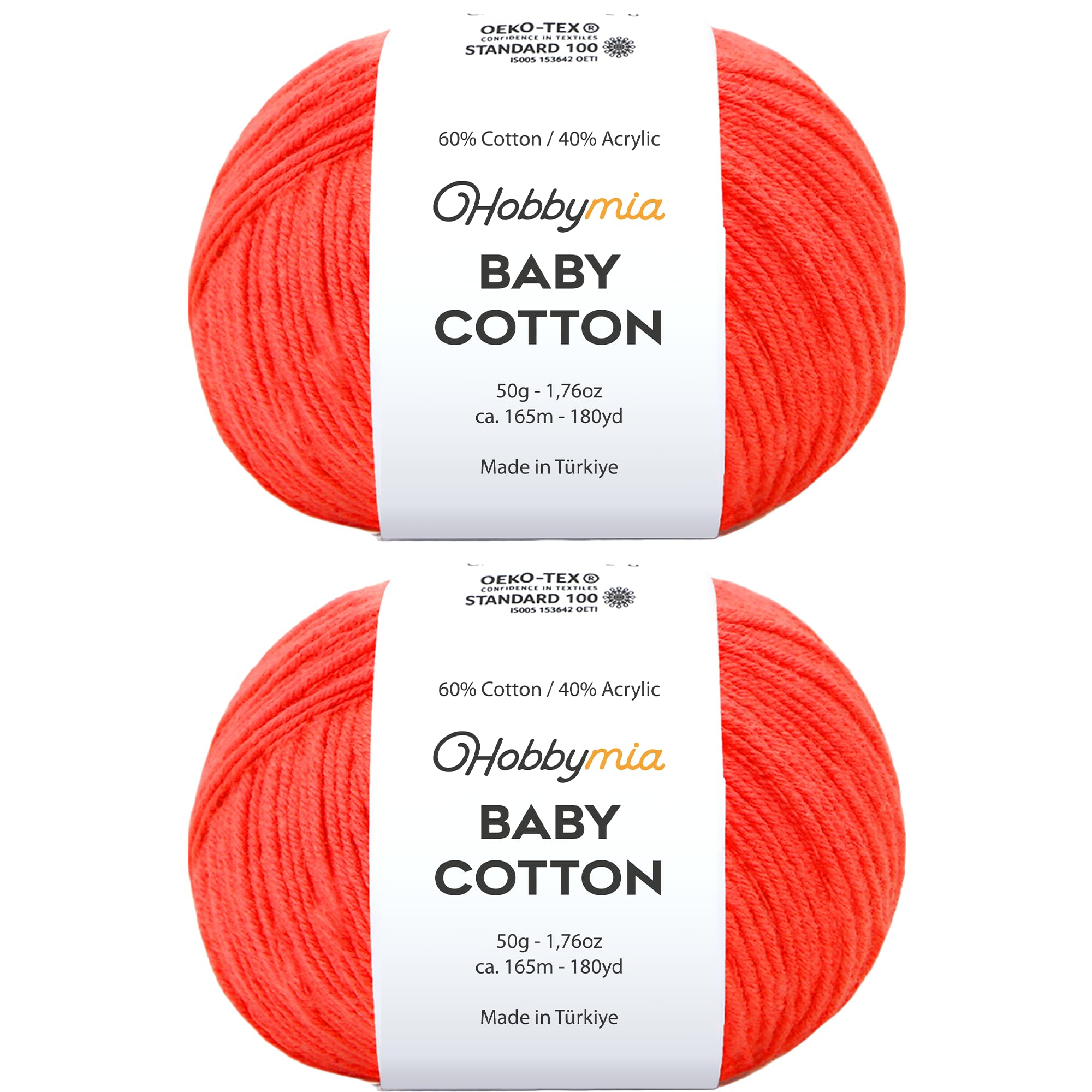 Baby Cotton Blend Yarn – Soft Sport Weight Yarn for Crochet & Amigurumi - 50g/180yds - 60% Cotton 40% Acrylic - Ideal for Baby & Knitting Proj.(Neon Green, 1 Ball) — view 146