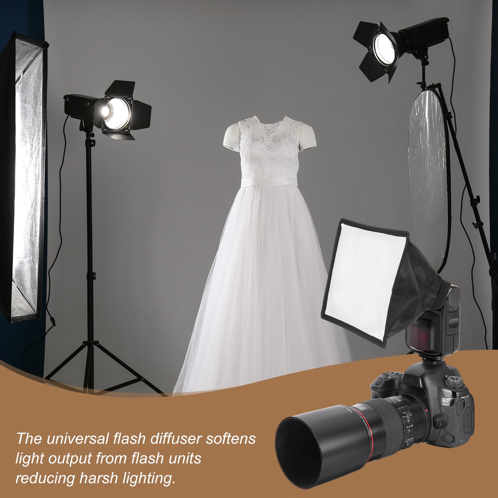 PATIKIL 7.5" x 9" Diffusore Di Luce Flash SoftBox, 2Pz Diffusore Universale Pieghevole Con Custodia Per SB-5000 SB-700 SB-300 SB-900 SB-910 SB-600 SB-4, Nero