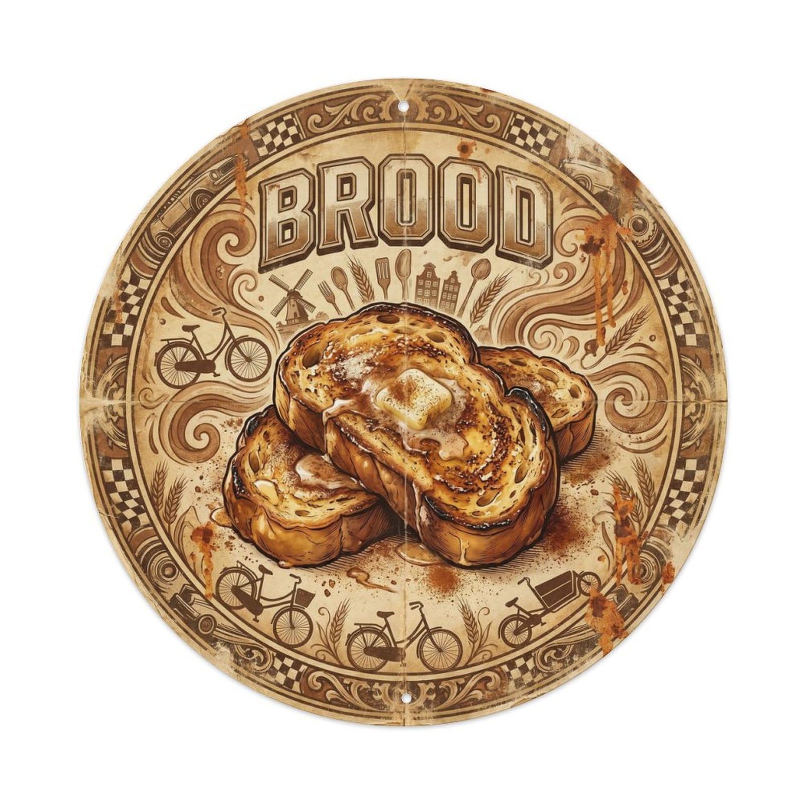 Dutch Culture Bread Loaf Village Bakery Retro Diner Metal Tin Sign