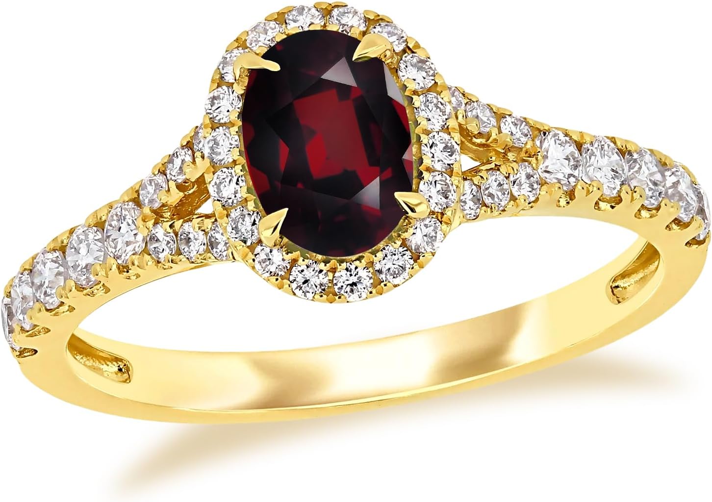 Oval Shaped Gemstone Halo Engagement Ring 10K 14K 18K Yellow Gold 7x5 MM Gemstone Prominse Wedding Annivesary Bridal Jewelry for Women