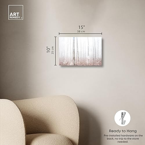 Miniatura 4 de Art Remedy Lienzo de invierno de bosque de abedul, arte de pared de invierno, envuelto en galería, 15 x 10 pulgadas