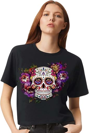 Halloween Skull Shirt Funny Skeleton T-Shirt for Women, Halloween Graphic Tee, Vintage Halloween Shirt
