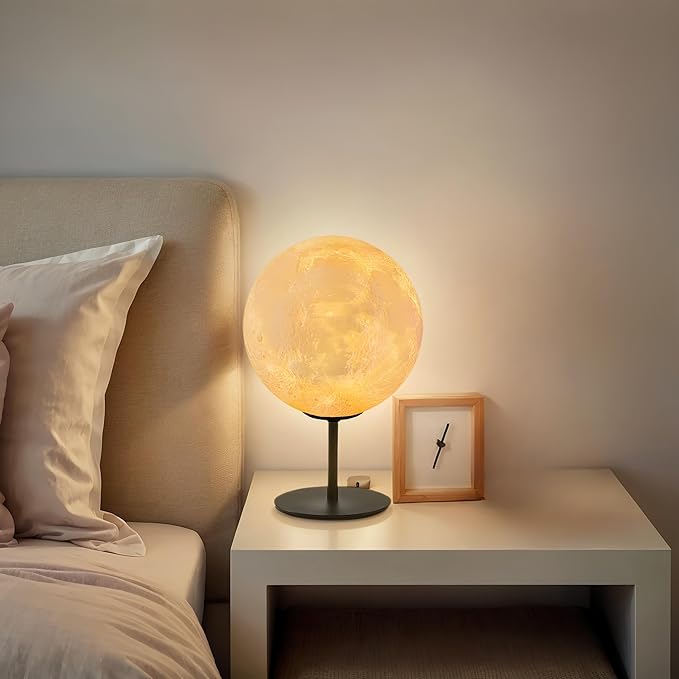 Generic Moon Lamp Bedside Table Lamp for Bedroom, Dimmable Moon LED Night Light with 30 Modes, Desk Lamp Nightstand Lamp for Living Room, Office, Dorm, Kids Room, Birthday Gifts for Kids, Boys, Girls, Teens photo 2