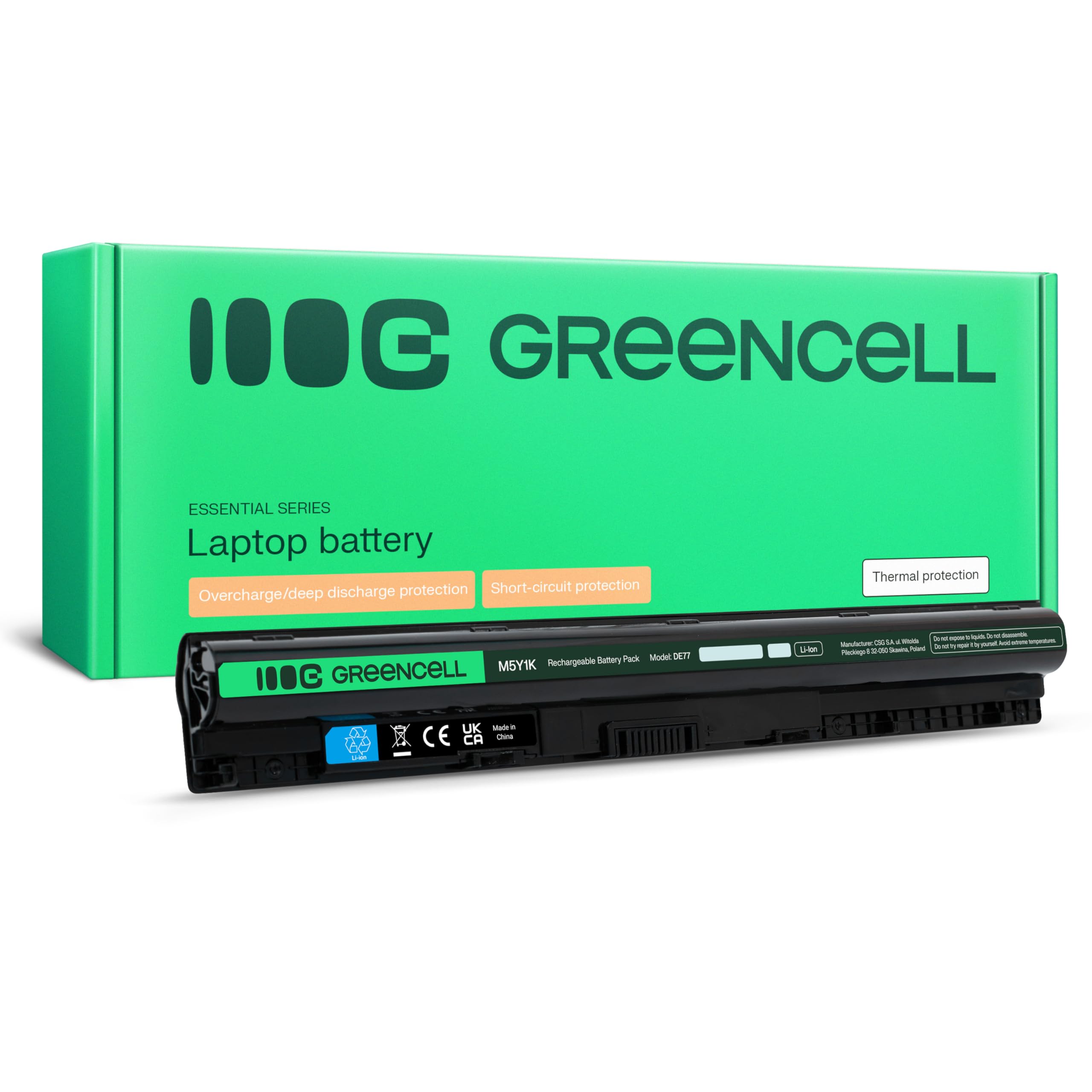 GreenCell do Dell Inspiron 3451 3555 3558 5551 5552 5555 (14.4-14.8 V, 2200 mAh, Kolor czarny) 53-BBBR GXVJ3 HD4J0 HD4JO K185W M5Y1K WKRJ2 P60G001 P60G002 P60G003 P60G004