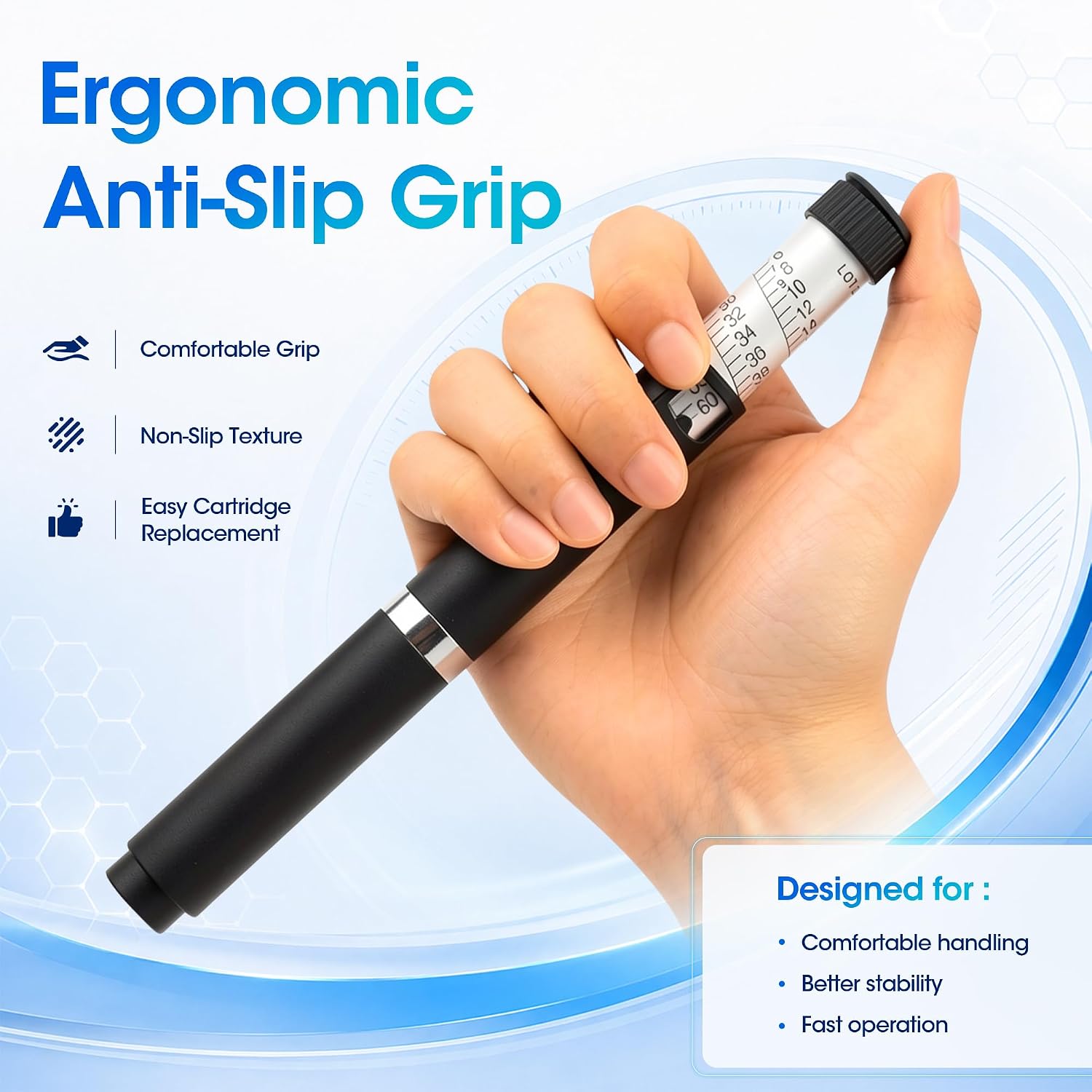 60 Unit V2 Peptide Pen Injector, Reusable Auto Pen for 3ml Cartridge