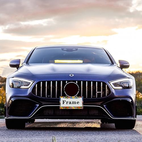 Miniatura 6 de Meikosks Marco de matrícula con escamas de sirena, marco de aluminio de metal para placa de automóvil, marcos personalizados, 2 agujeros con tapas