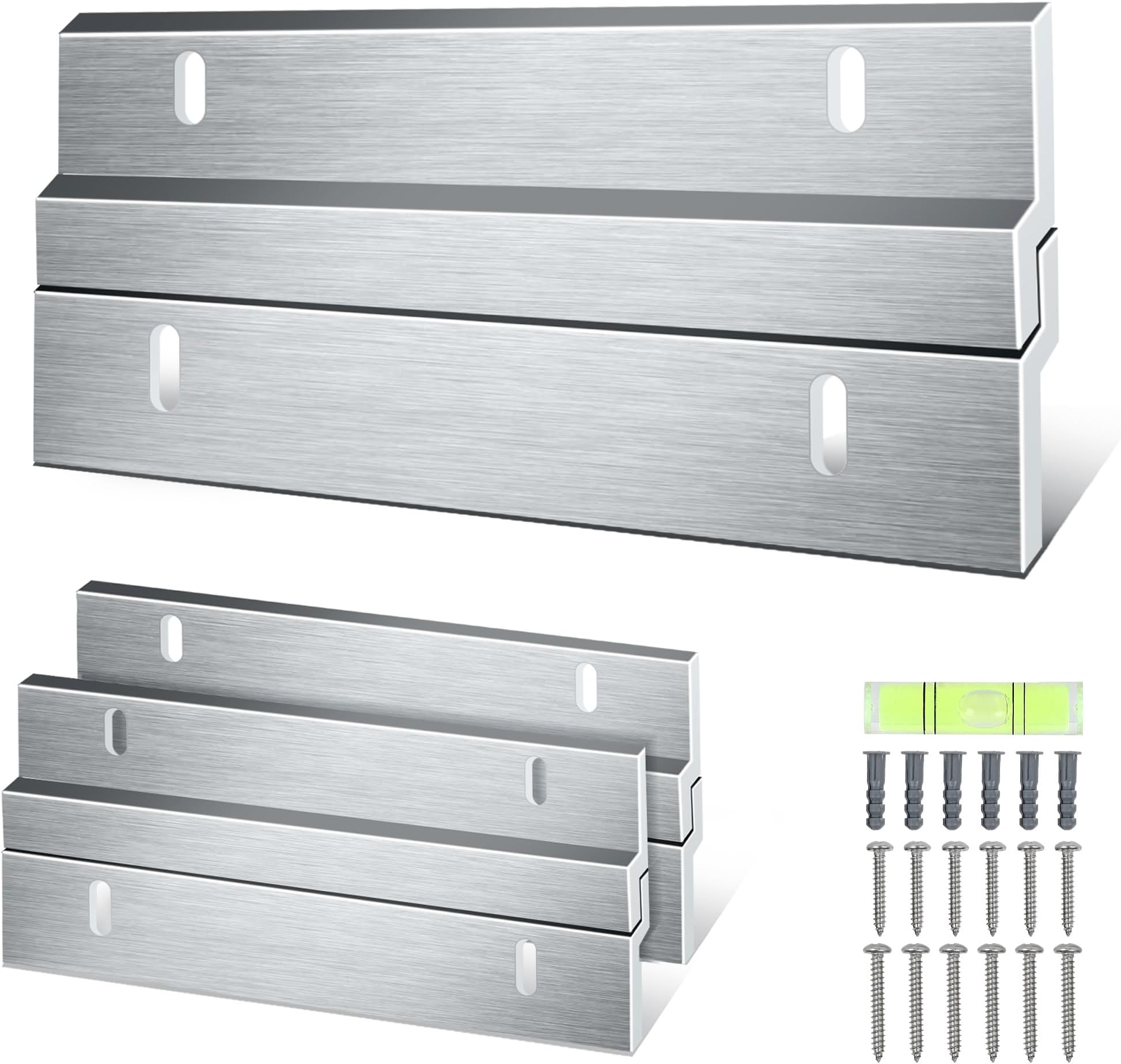 Houseables French Cleat, Picture Hanger Kit, 3 Pair, 6 Inch, 50 Lbs Capacity, Aluminum, Mirror Hanging Hardware, Z Bar Clip Rail Bracket, Wall Mount Hangers w/ Nails, White Board Mounting, Shelf, Art