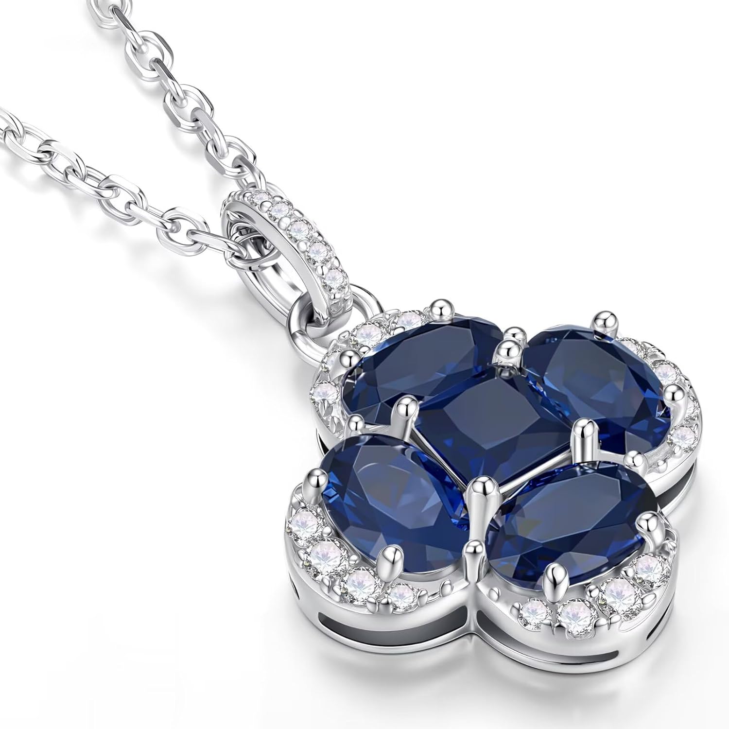 Iefil 925 Sterling Silver Birthstone Clover Necklace for Women, Anniversary Birthday Gifts for Wife Girlfriend Mom Daughter