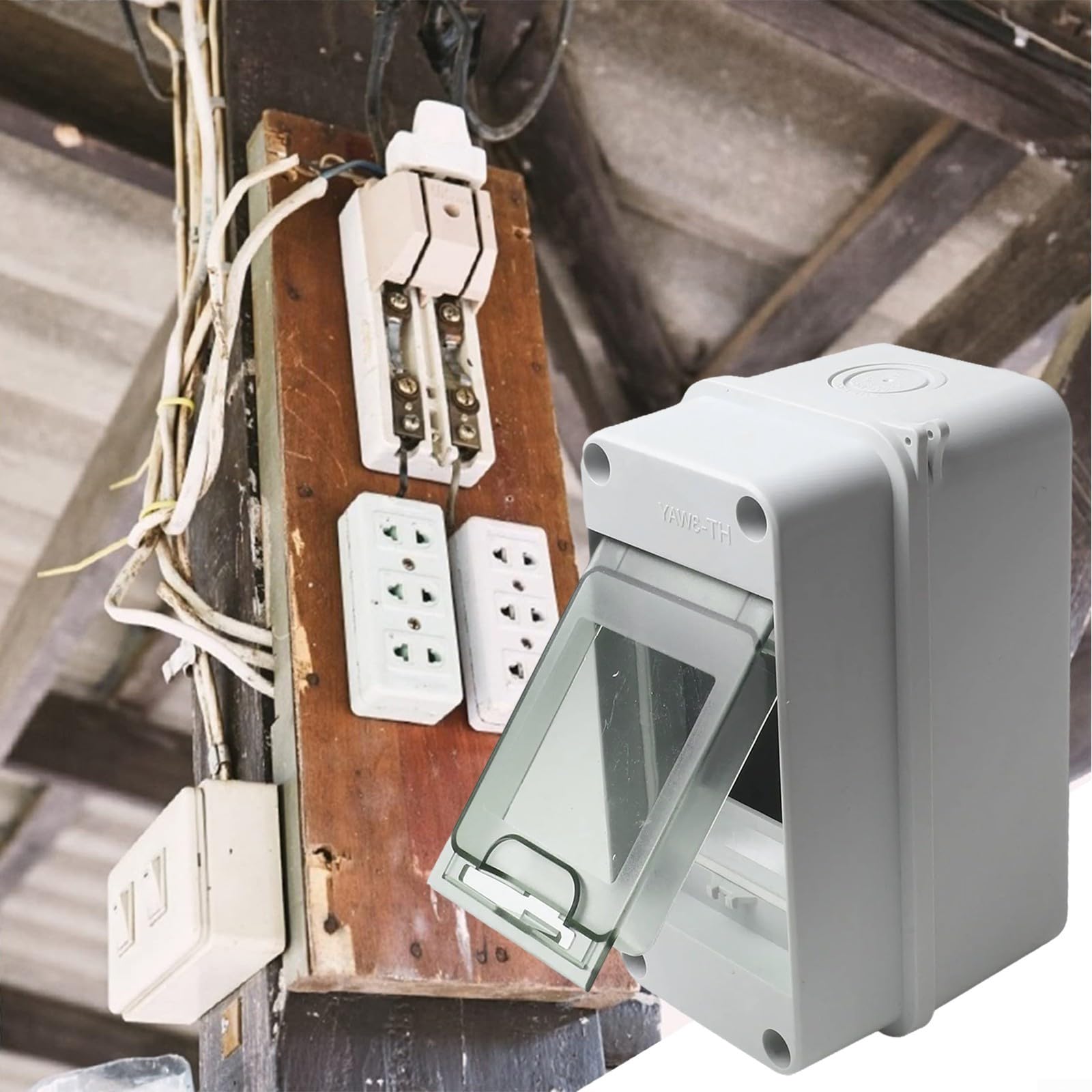 3-Wege-Stromverteilerdose IP65 bewertet Wandmontage Abzweiggehäuse für DIN-Schiene Wetterfeste Elektrobox für Innen Außen