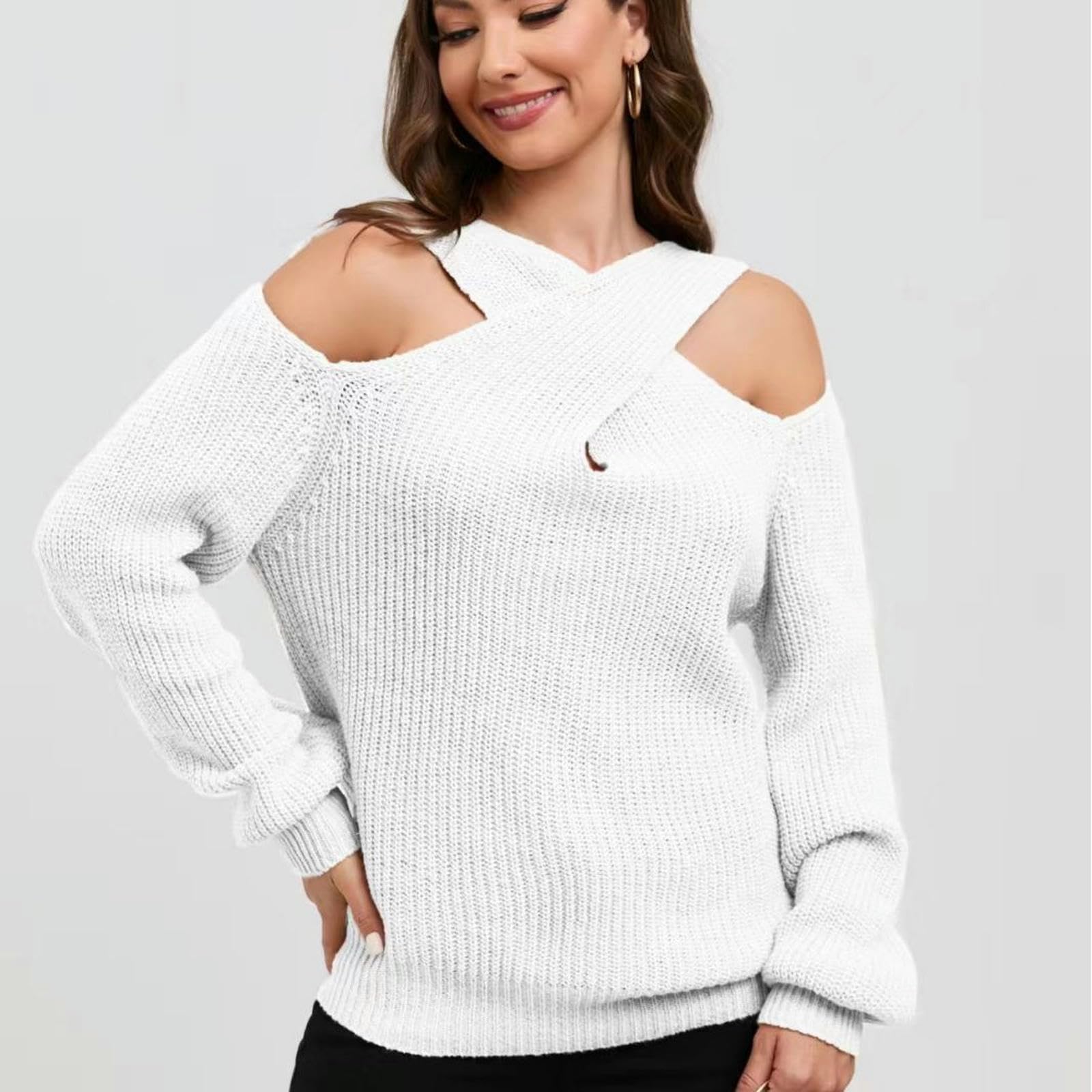 Maglione Donna Trend Femminile A Maglia A Maglia A Maglia A Maglia A Maglia-Grigio-m