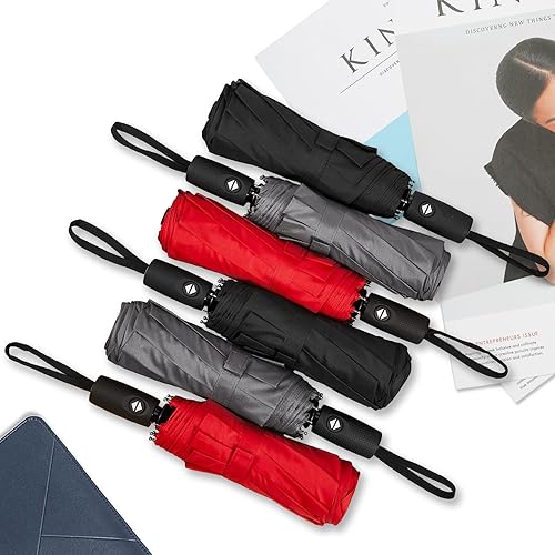 Miniatura 7 de Paraguas de viaje portátil resistente al viento, compacto y plegable, resistente, cierre automático, plegable, resistente a la lluvia y al viento,