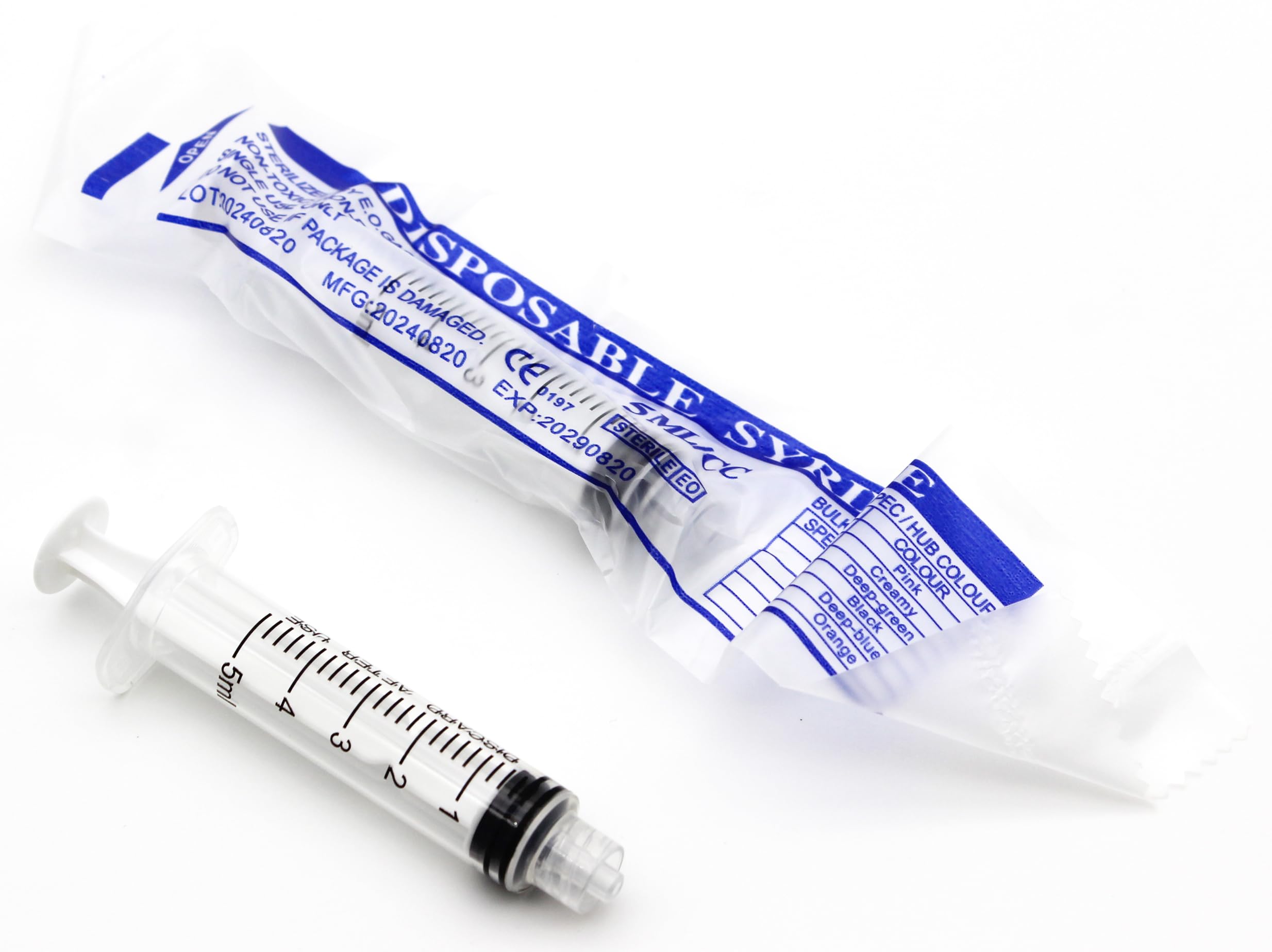 5mL Luer Lock Syringes, Sterile, Individually Sealed, 100 Pcs Per Pack, Needle-Free