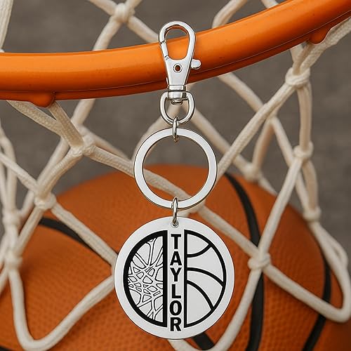Miniatura 5 de Sportybella - Personalized Engraved Basketball Zipperpull Keychain, Custom Basketball Gift for Player, Team and Coaches