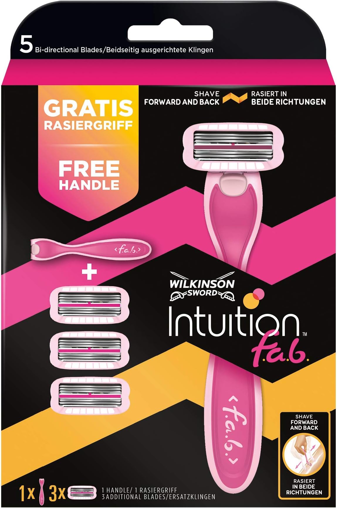 Wilkinson Sword Intuition F.a.b. Value Pack with 3 Free Blades and Shaver – Pack of 3)