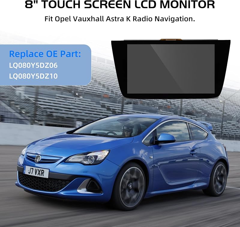 LORPHEIR 8" LCD Érintőképernyő Vauxhall Astra K Rádió Navigációhoz - LQ080Y5DZ06/LQ080Y5DZ10 Uconnect Kijelző Csere, Fekete
