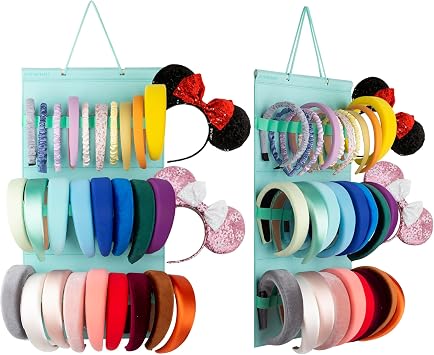 Headband Holder For Girls,Felt Headband Organizer Storage | Mint GreenFelt hanging organizer for headbands. Wall mount for girls room. Holds 30.