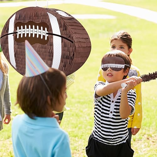 Miniatura 5 de Hooqict Piñata de fútbol con palito de piñata y decoración para fiestas con los ojos vendados, suministros de fiesta de cumpleaños para niños y