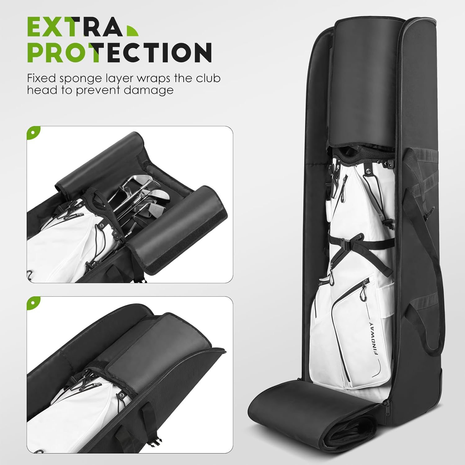 findway Golf Travel Bag for Airlines 900D Heavy Duty Oxford Golf Travel Case with Wheels, Golf Travel Cover with Club Protector Liner for Men Women