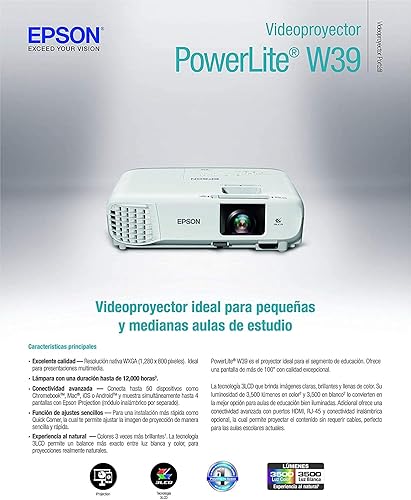 Vista 4 de Epson Proyector LCD PowerLite W39 - 1610