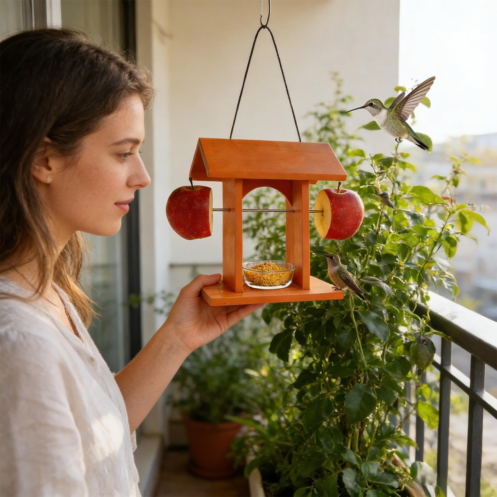 Vogelfutterhaus Futterstation Mit Dach | Dekoratives Vogelfutterhaus Aus Holz Zur Beobachtung Von Und Finken Dekoration Für Garten Balkon Terrasse