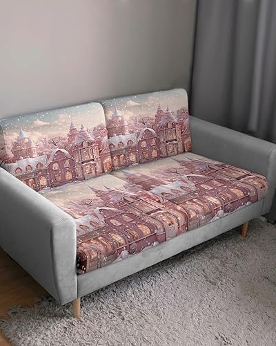 Miniatura 10 de Grey Botanical Couch Cushion Covers, Stretch Sofa Cover with Elastic Bottom, Gray Watercolor Elegent Spring Summer Floral Sofa Slipcovers Protector