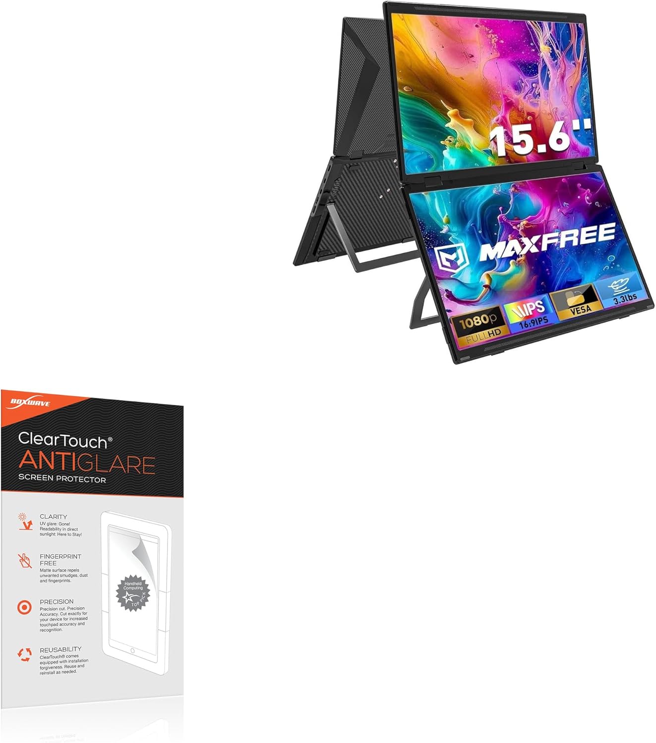 BoxWave Screen Protector Compatible With Maxfree M3 Laptop Screen Extender - ClearTouch Anti-Glare (2-Pack), Anti-Fingerprint Matte Film Skin