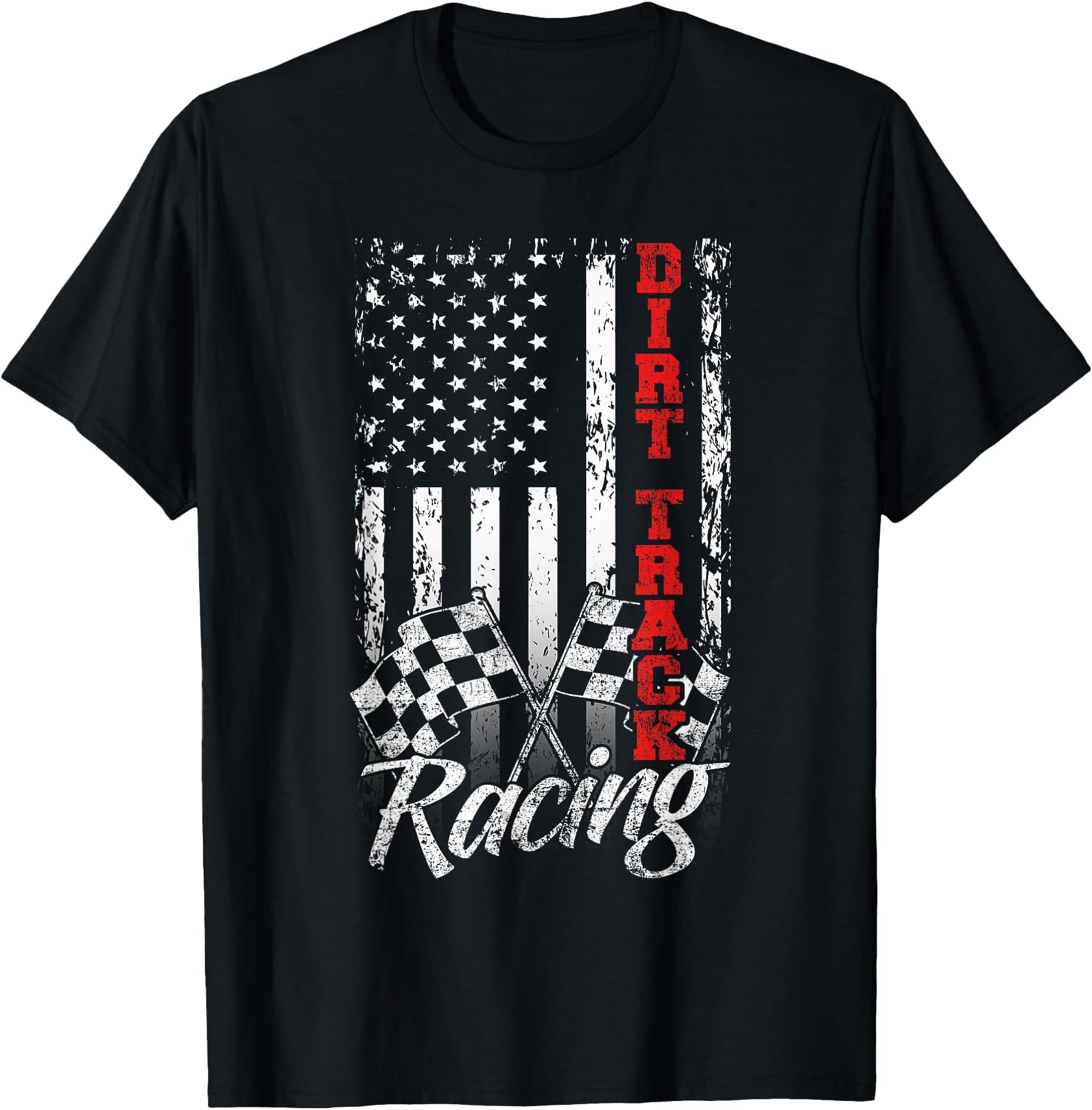American Flag Dirt Track Racing Car Bike Driver Racer Gift T-Shirt Small