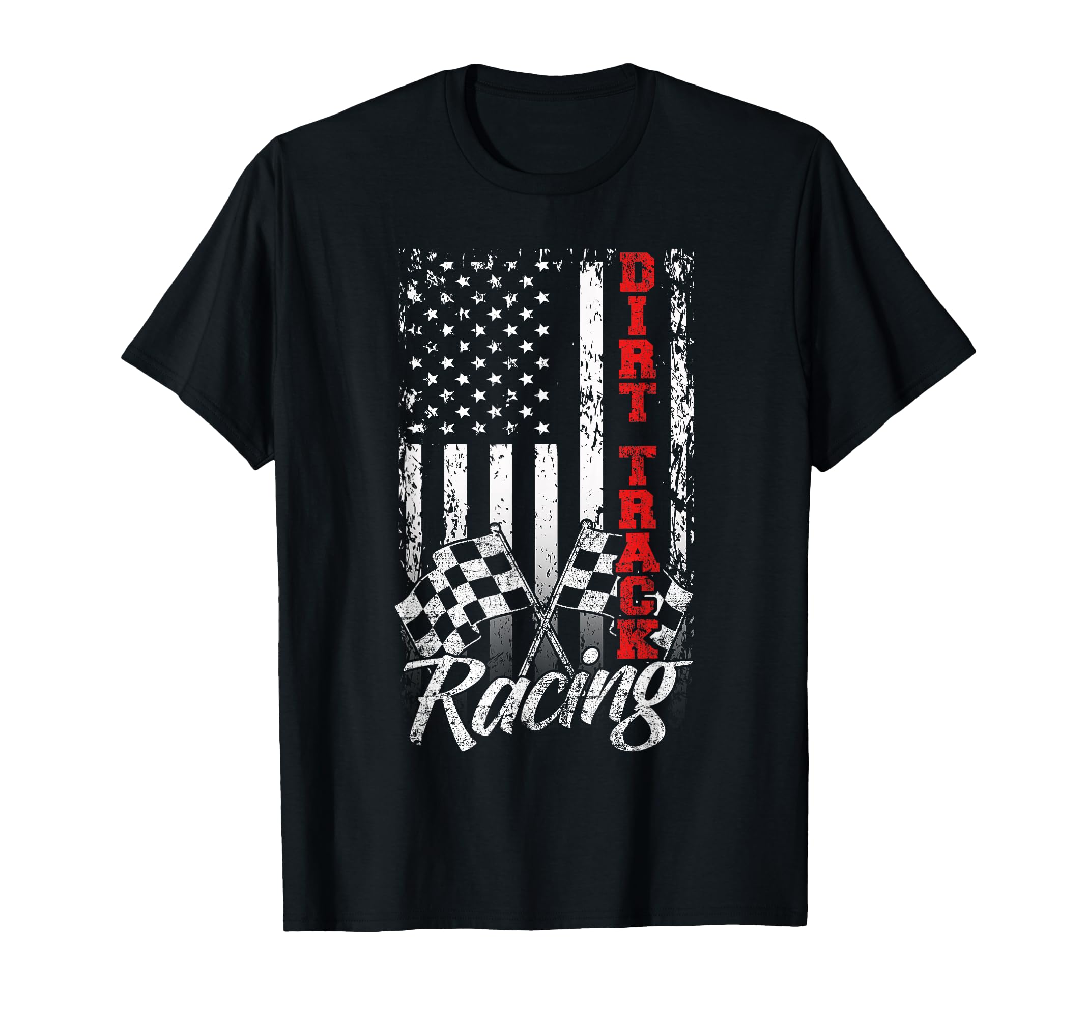 American Flag Dirt Track Racing Car Bike Driver Racer Gift T-Shirt Small